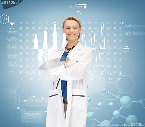 Image of smiling female doctor with stethoscope