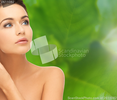 Image of face and shoulders of beautiful woman