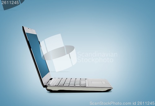 Image of laptop computer with blank black screen