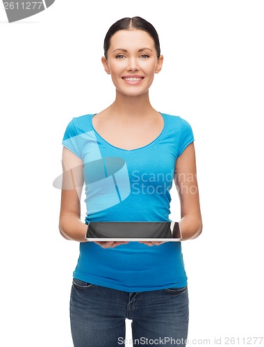 Image of smiling girl with tablet pc computer