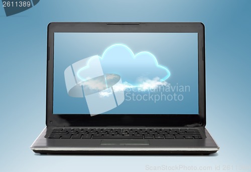Image of laptop computer with cloud on screen