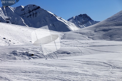 Image of Off piste slope at nice sunny day