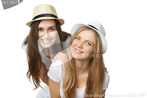 Image of Two women friends having fun.