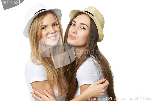 Image of Two women friends having fun.