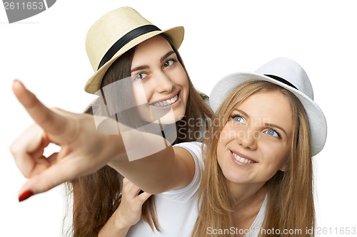 Image of Two women friends having fun.