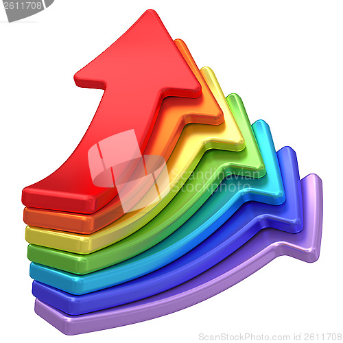 Image of Rising colorful arrows isolated on white background