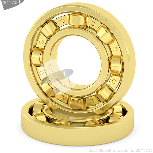 Image of Golden bearings on white background