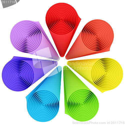 Image of Set of rolls of rainbow color materials isolated on white