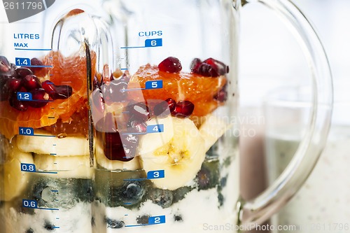 Image of Blender with fruit and yogurt for smoothies