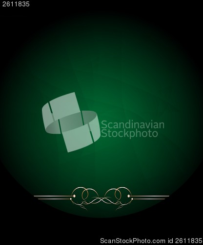 Image of green card with golden floral frame