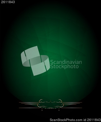 Image of green card with golden floral frame