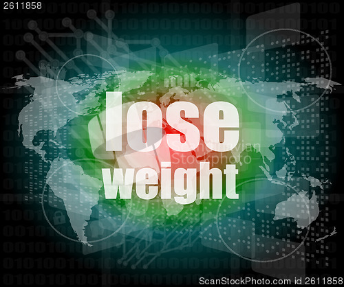 Image of social concept: lose weight words on digital screen, 3d