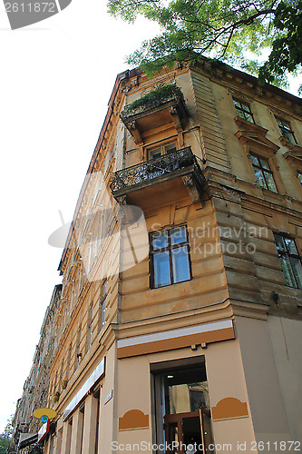 Image of great wall of architectural ensemble in Lvov city