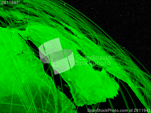 Image of Network over Arabian peninsula