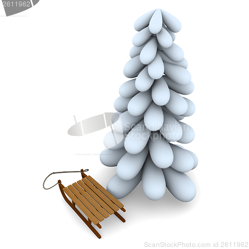 Image of Christmas tree and sledge