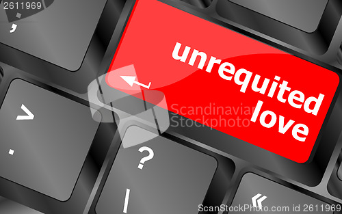 Image of unrequited love on key or keyboard showing internet dating concept