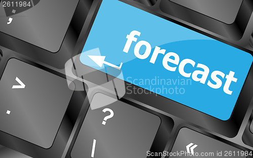 Image of forecast key or keyboard showing forecast or investment concept