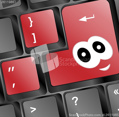 Image of Computer keyboard with smile key - holiday concept