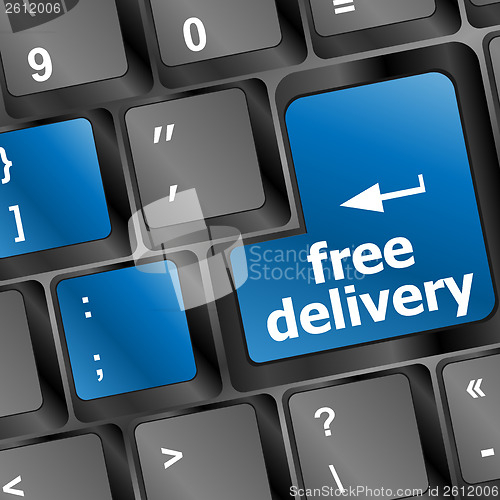 Image of free delivery key on laptop keyboard button