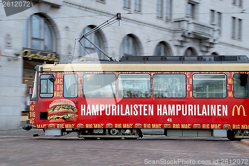 Image of Moving HSL Tram with Big Mac Advertisement