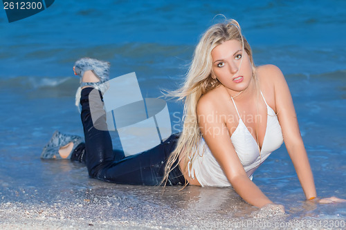 Image of Sexy blonde on the beach