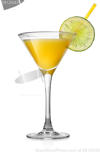 Image of Yellow cocktail with lime