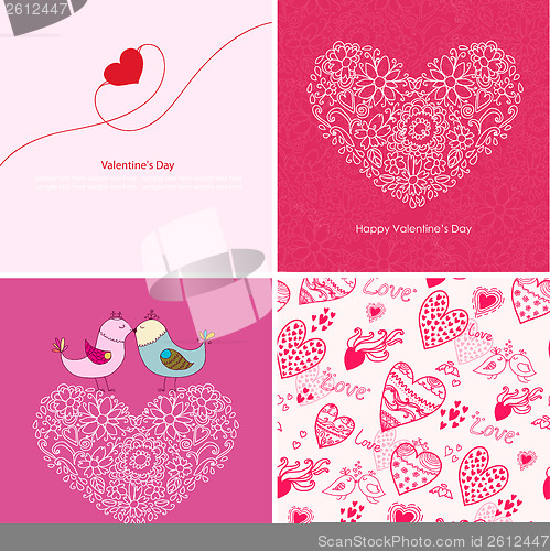 Image of Set of four Happy valentines day backgrounds.