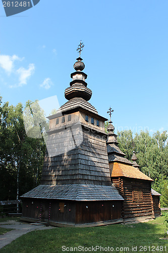 Image of nice wooden church in village of Western Ukraine