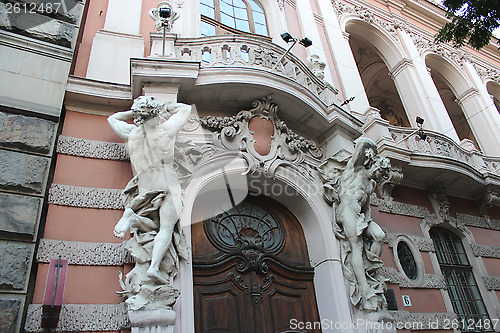 Image of great and nice sculptures on the front of building