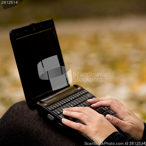 Image of Working on a laptop
