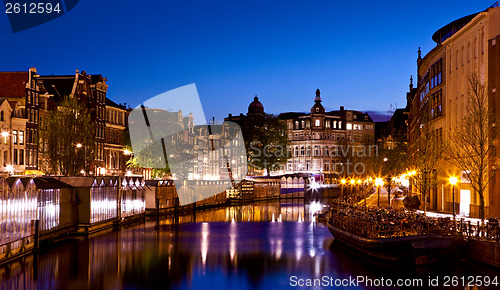 Image of Amsterdam channels at night