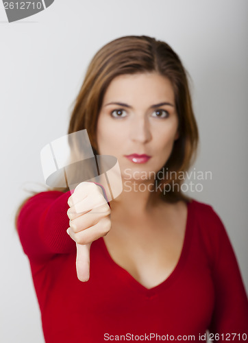 Image of Woman with thumbs down