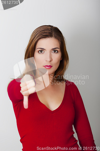 Image of Woman with thumbs down