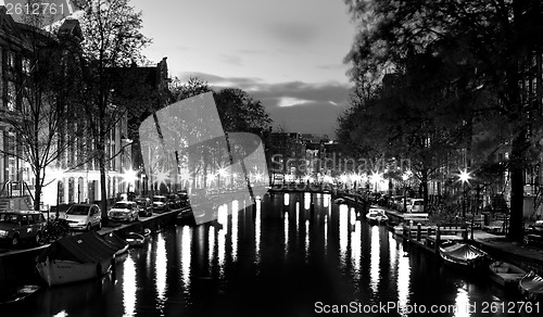 Image of Amsterdam channels at night