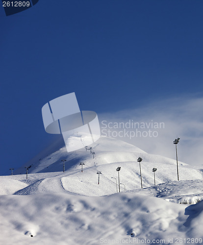Image of Ski slope and ropeways in winter