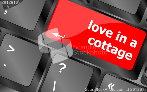 Image of button keypad keyboard key with love is a cottage words