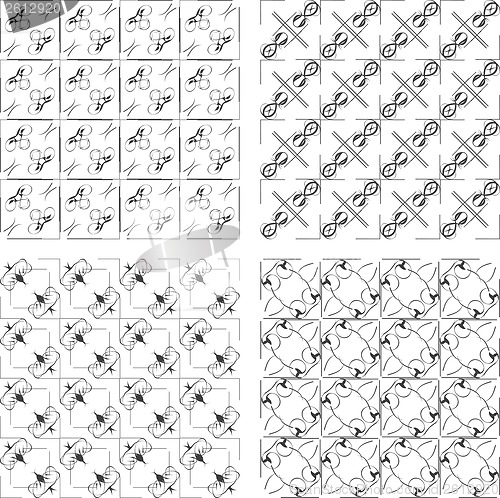 Image of Set of monochrome geometric seamless patterns