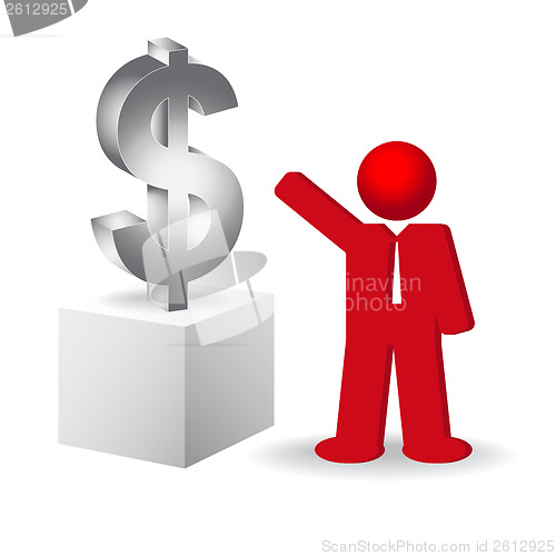 Image of Business man showing the dollar sign