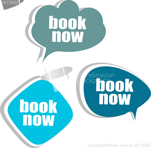 Image of book now. Set of stickers, labels, tags. Business banners, Template for infographics