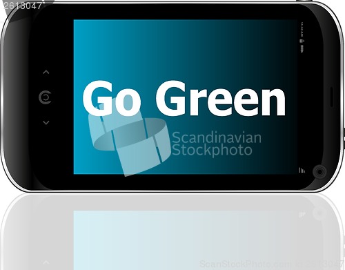Image of Mobile phone and go green word on it