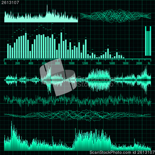 Image of Sound waves set. Music background. EPS 10