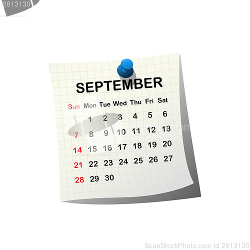Image of 2014 paper calendar for September