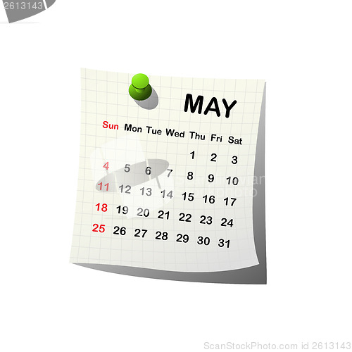 Image of 2014 paper calendar for May