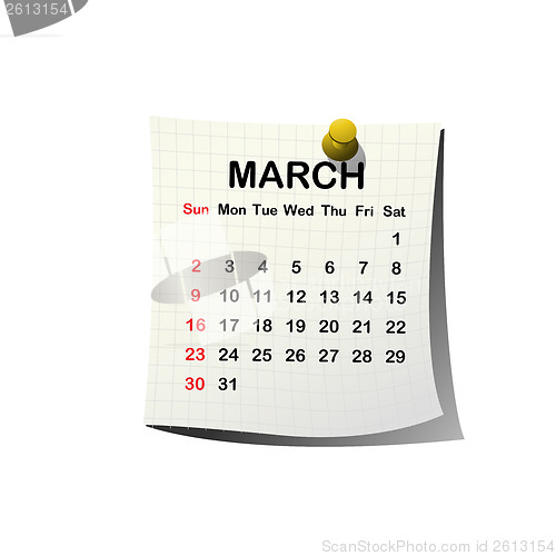 Image of 2014 paper calendar for March