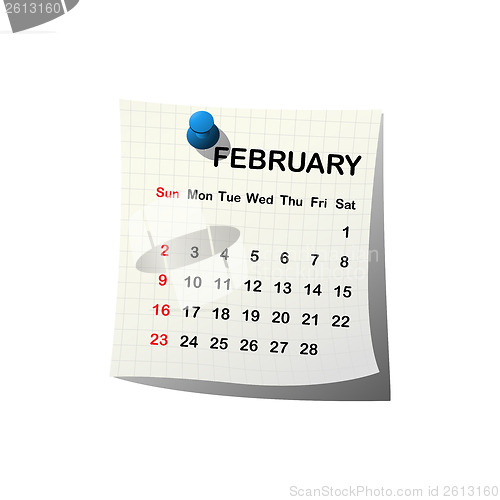 Image of 2014 paper calendar for February