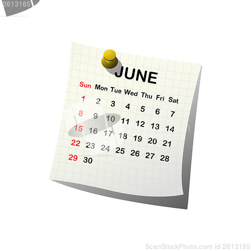 Image of 2014 paper calendar for June