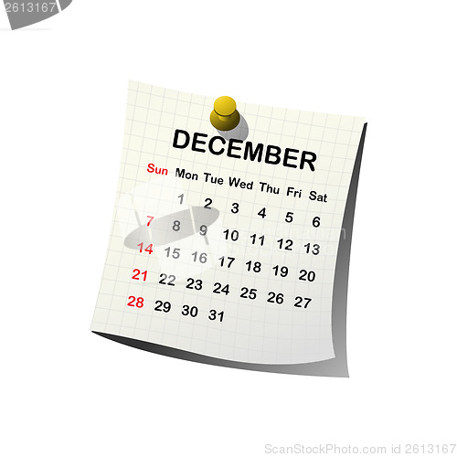 Image of 2014 paper calendar for December