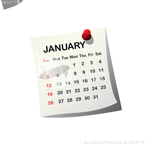 Image of 2014 paper calendar for January