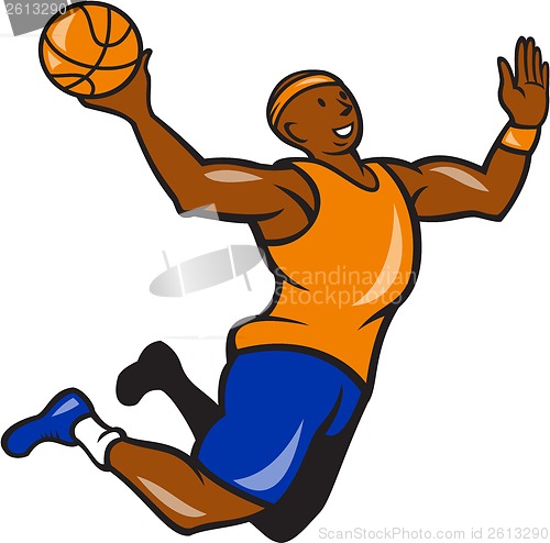 Image of Basketball Player Dunking Ball Cartoon