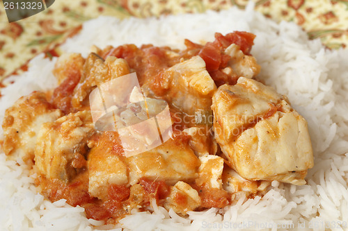 Image of Fish curry meal closeup